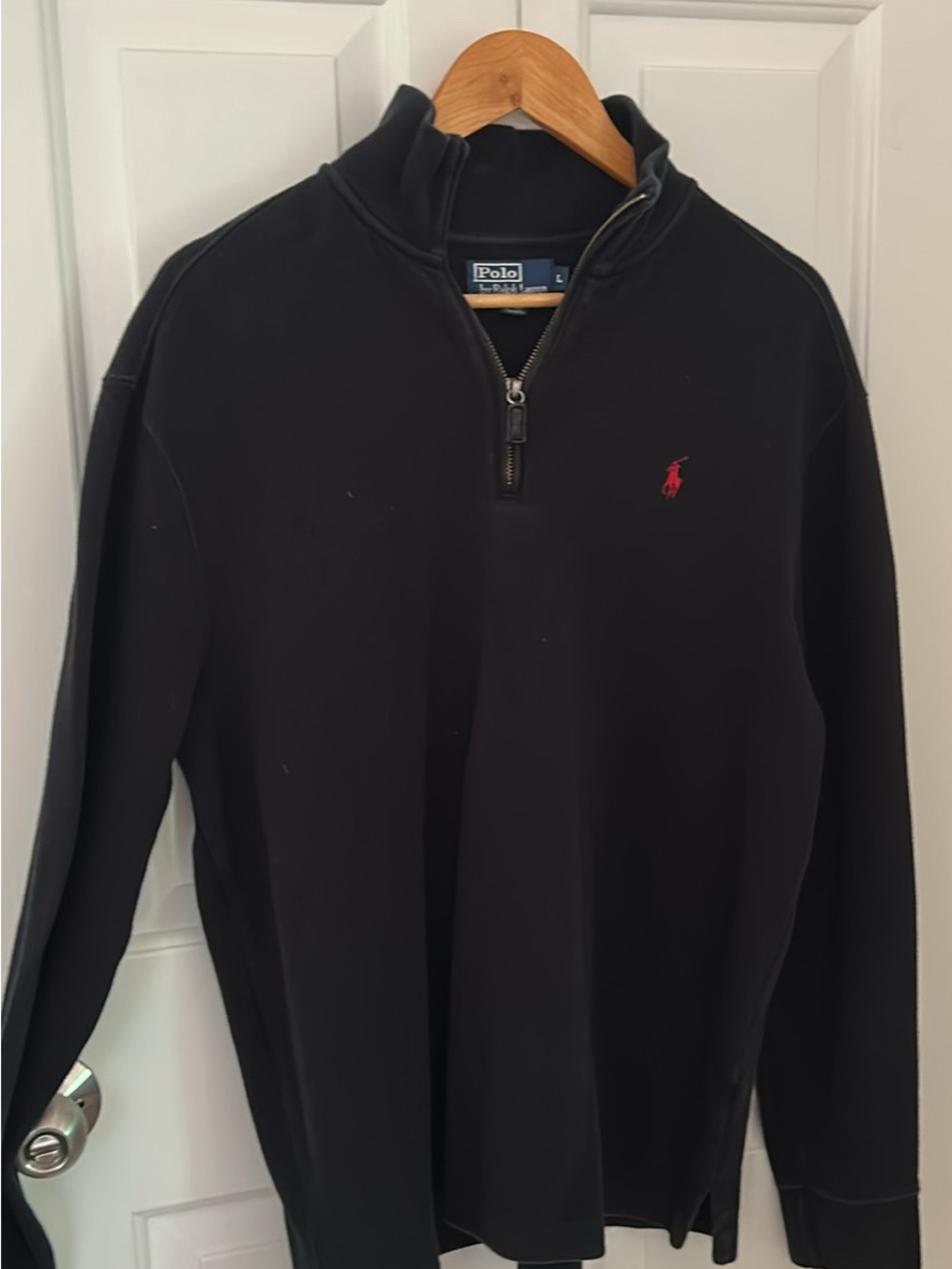 Polo by Ralph Lauren Black Half-Zip Sweater with Red Pony
